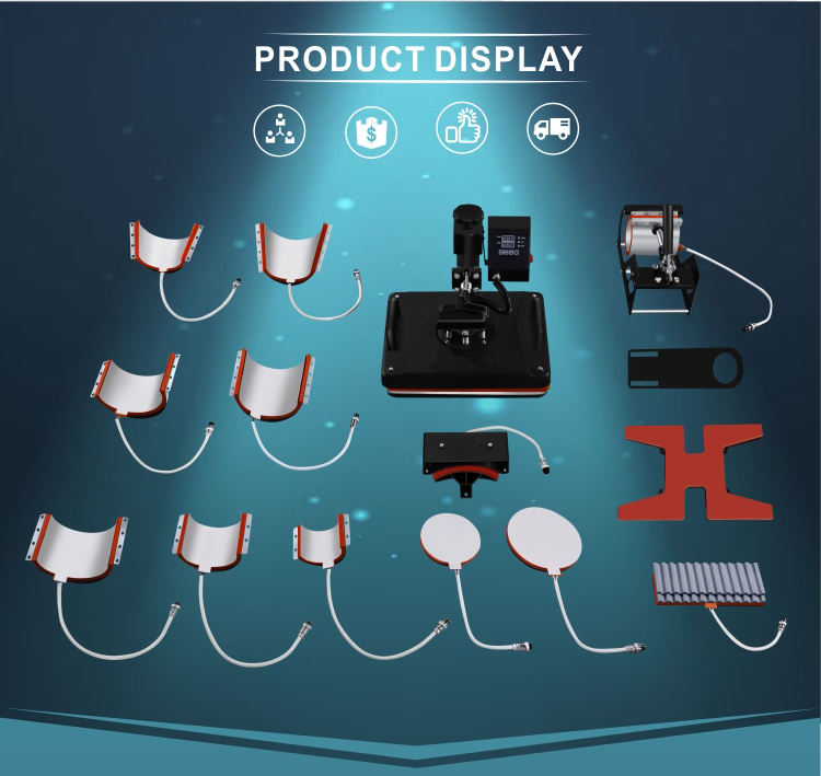 Digital Sublimation Tshirt ,Shoes ,Hat,Cup Football,Pen ,Plate Transfer Combo Heat Press Machine All In One